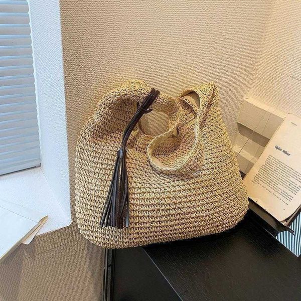 Bolsas de praia casuais Bolsa de grama de grande capacidade para o design de nicho da moda feminina sofisticado