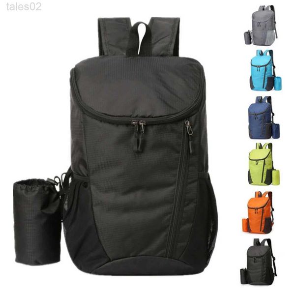 Bolsas multifuncionais 20l acampar e caminhada mochila adequada para homens mulheres dobráveis Ultra Light com garrafas Bike Travel Sports YQ240407