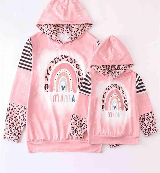 Girlymax Детская девочка детская одежда Mommy Me Mame Mama Mini Rainbow Leopard Stripe Top Top Boutique Kids Clothing 21086297008