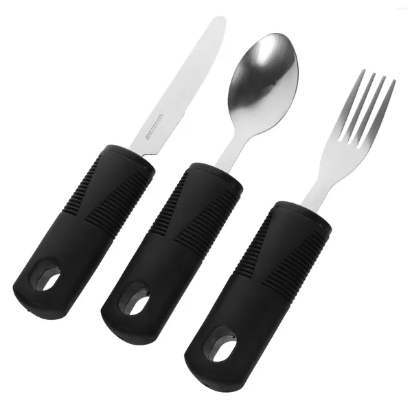 Utensílios de jantar conjuntos de reabilitação Ajuda da faca que serve utensílios de servir pacientes colher utensílios de mesa de talheres de borracha de borracha de borracha de borracha portátil