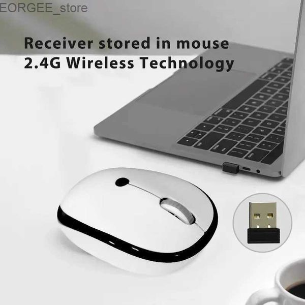 Topi USB 2.4G Wireless Raton Inalambrico Mouse Wholesale Portable Laptop Business Mouse White per computer Y240407