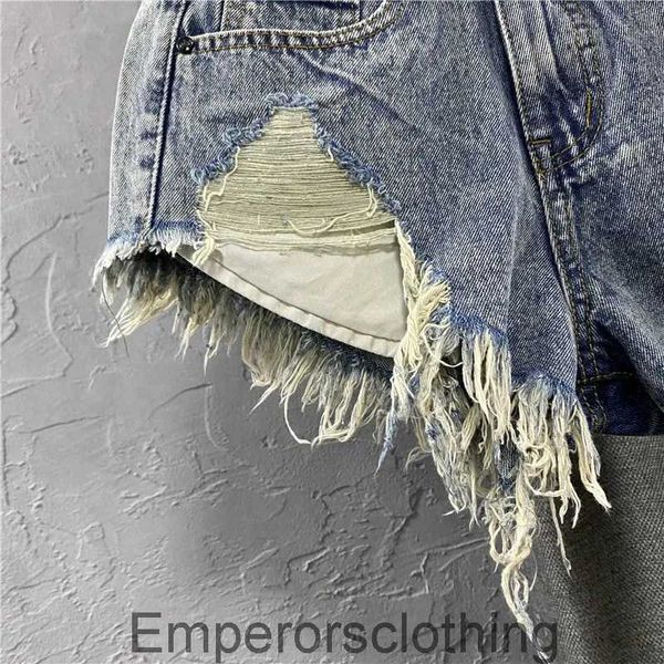 Womens Slim Cut Pocket Open Fringe Lace Shorts Denim nostálgicos Sexy Cintura A-Line Pants Hot-Line