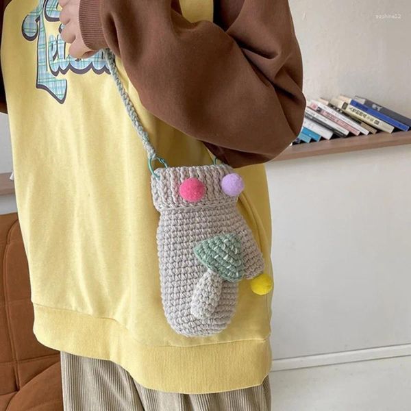 Подарочная упаковка Cross Body милая маленькая сумочка для женской вязаной ручной работы с одно плечевой сумкой с пряжими мобильным телефоном