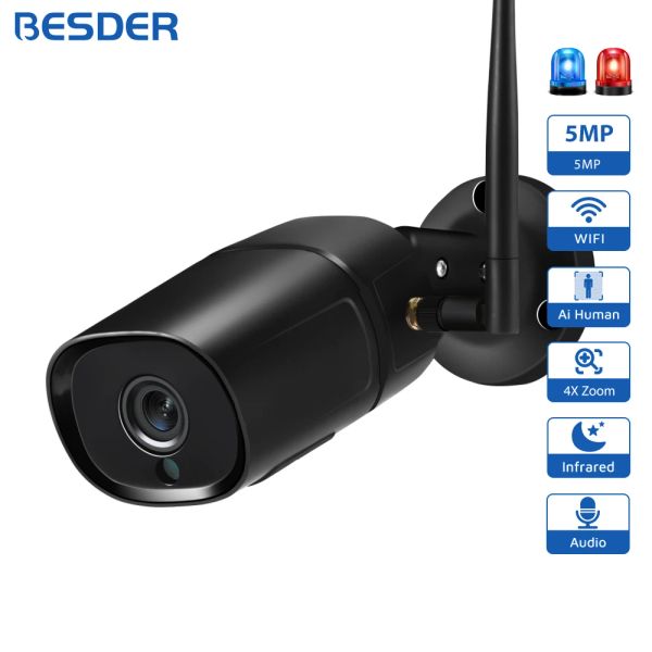 Câmeras besder 5mp wi -fi câmeras rastreamento automático de rastreamento automático de 4mp ip camara 1080p câmeras de vigilância cctv câmeras ip66 onvif icsee aplicativo