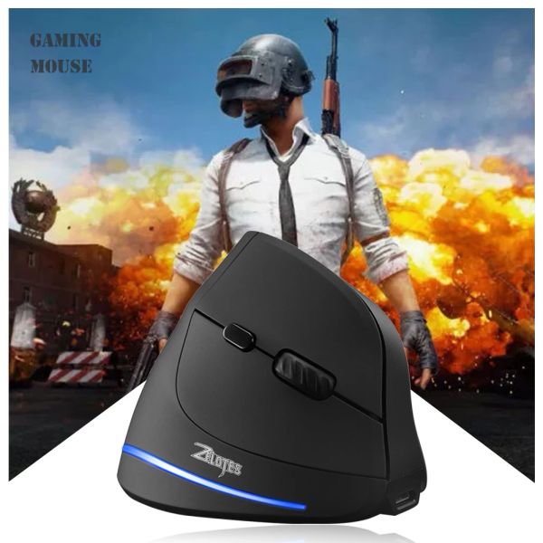 Topi Zelotes F35 Wireless ricaricabile da 2400 dpi Mouse verticale ottico regolabile