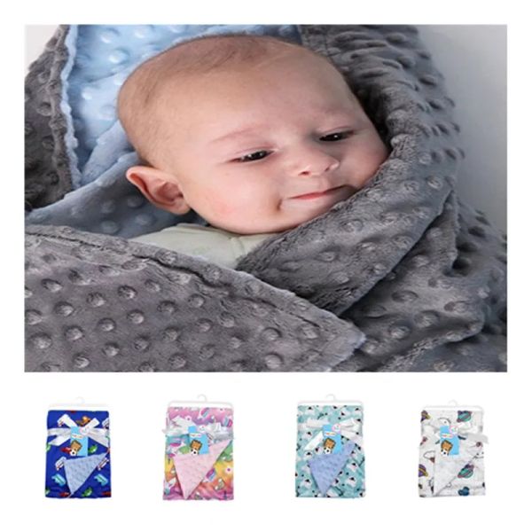 Casos Baby Minky Blanky New Coral Fleece Infant Swaddle Envelope Stroller Wrap para recém -nascidos cobertores de cama de bebê