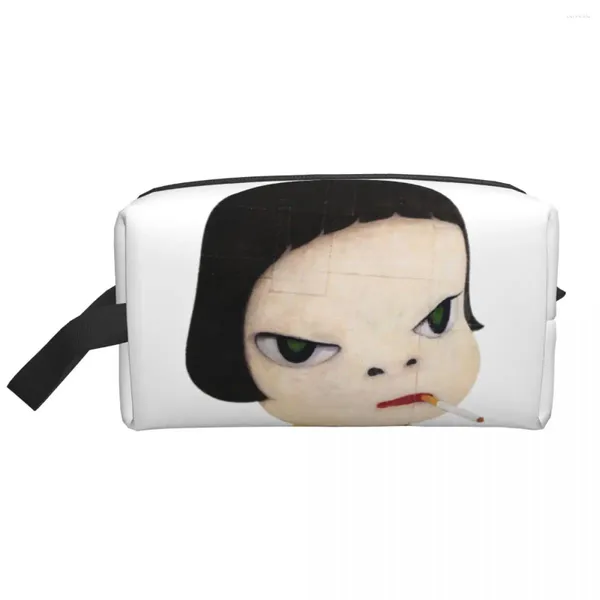 Bolsas de armazenamento Moda Manga Japonês de Cartoon Yoshitomo Nara Bolsa de higiene pessoal Mulheres maquiagem Organizador cosmético Kit Dopp Beauty Dopp