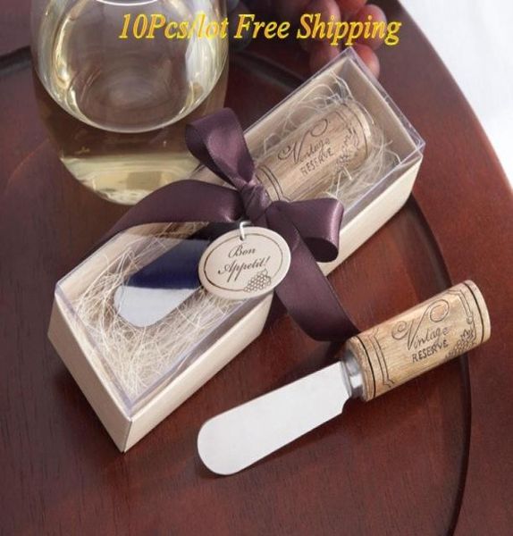 10 peças lotes de casamento favores de casamento vintage Reserva Spreadista StainlessSeel com Vinho Cork Handle Gifts Of Cheese BU8555533