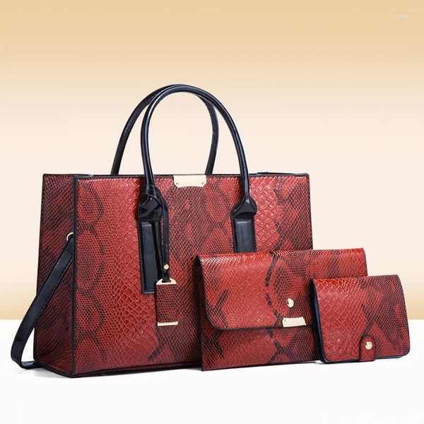 Bolsa da cintura 2024 Padrão de pele de cobra Bolsa diagonal de moda feminina Bolsa de grande capacidade de três peças mãe de três peças mãe