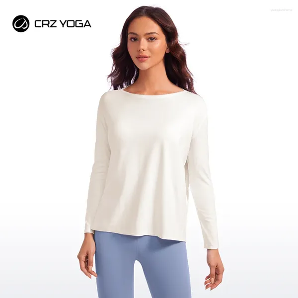 Camisas ativas CRZ YOGA Butterluxe Light Light Slave Treina Tops Para Mulheres Solto Ajusto Athletic Casual Relaxado Camisa de outono