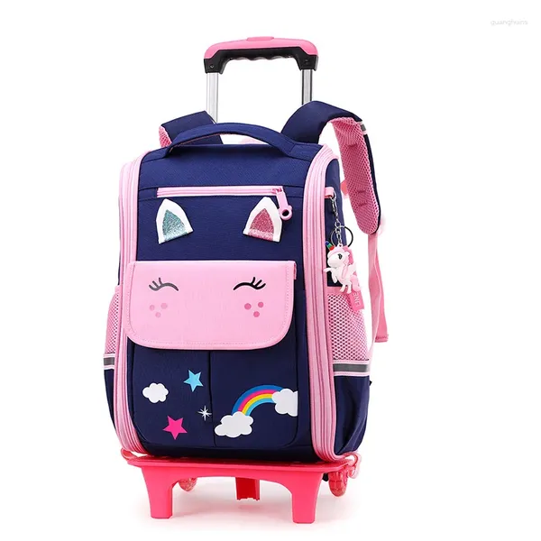 Schulbeutel Rucksack für Mädchen für Mädchen Wagen mit Rädern Rolling Boys Bag Kinder