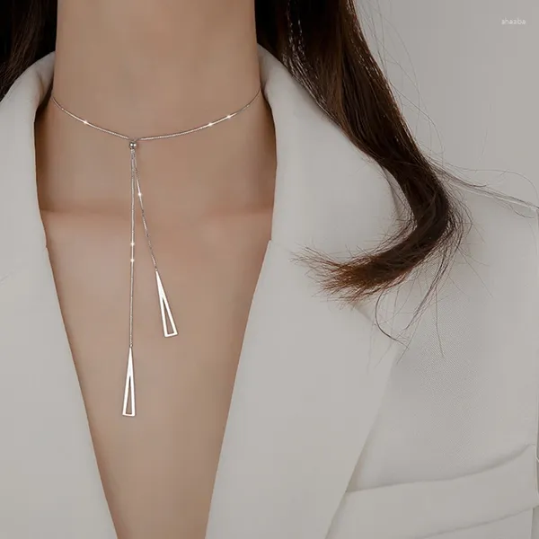 Ketten Trianguläre geometrische verstellbare Pull-Halskette Lange Quasten Pullover Kette Y-förmig minimalistische elegante Schmuckgeschenk