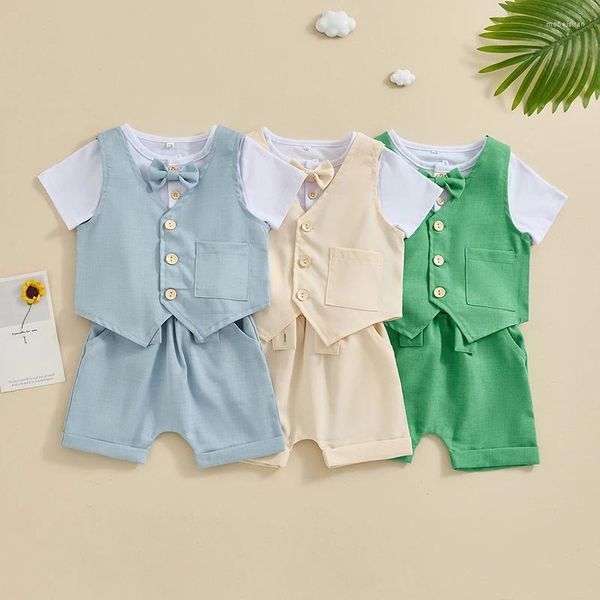 Set di abbigliamento abiti da bambino estivo per neonaio da bambino set t-shirt a manica corta con cortometraggi a stendipli