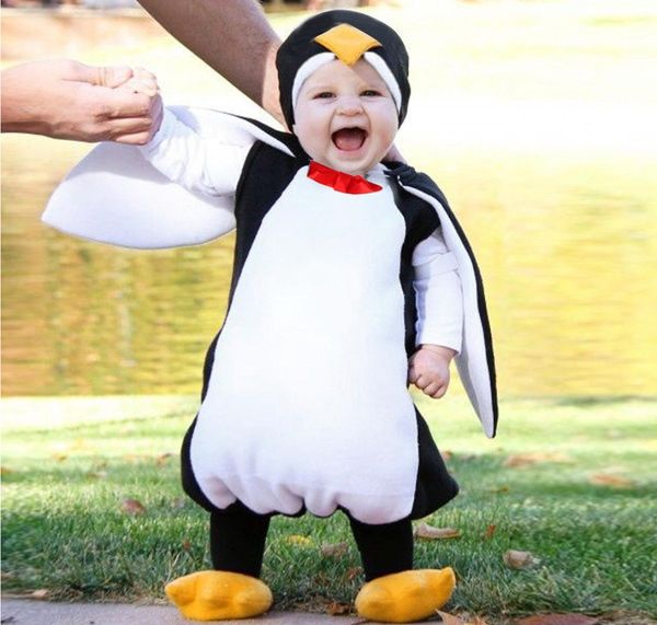 Bebek Erkek Kız Karnavalı Cadılar Bayramı Kostüm Romper Çocuk Giysileri Set Toddler Cosplay Penguen Tulumlar Bebek Sevimli Giysiler LR1 20111082872