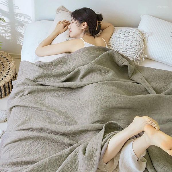 Battaniyeler Çok Fonksiyonlu Yumuşak Yorgan Battaniyesi Yaz Sade Pamuk Uyku Kaplama Yatak Yatak Yatak Üzerinde Yatak Çizelgesi