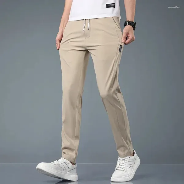 Herrenhosen Eis Seide Schwarzgrau Trend atmungsaktives dünnes Geschäft Casual Outdoor Elastic Bein Sport Jogging