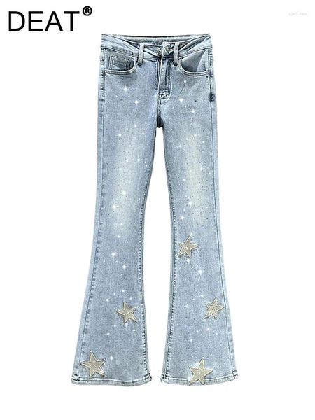 Jeans femminile da donna ad alta vita stelle elastiche ricamo ricamo di ronno di denim pantaloni di denim 2024 inverno moda 29l6107