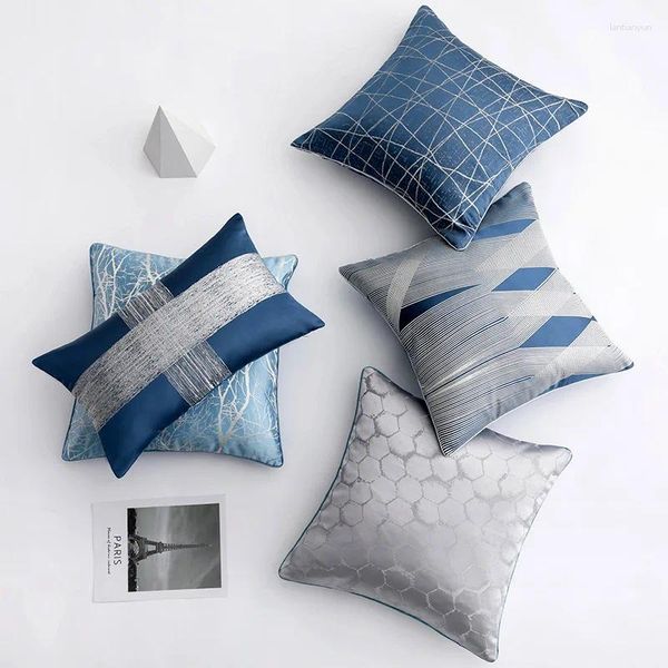 Travesseiro leve luxuoso capa de cor azul capa do sofá -travesseiro para móveis de sala de estar capas decorativas nórdicas em casa