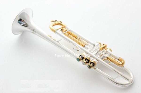 Messing Trompete Silber plattiert Gold Key LT180S72 Flat BB Professionelle Trompetenglocke Top obere Qualität Musikinstrumente9612742