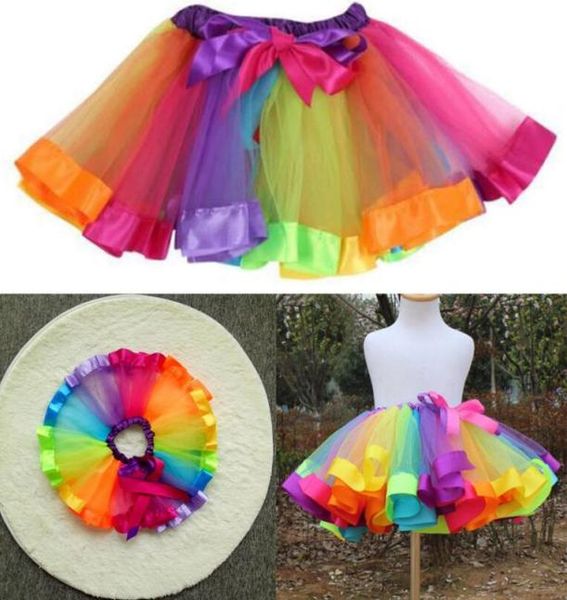 Salia colorida Tutu Crianças roupas tutu dança usa saias balé pettiskirts dança saia arco -íris saia de dança pettiskirt kka41403189921