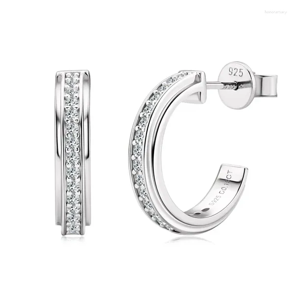 Orecchini per borchie 1,3 mm rotonde VVS1 Moissanite Circle Half Hoop per donne Girls Silver 925 Real Diamond Fine Jewelry 2024