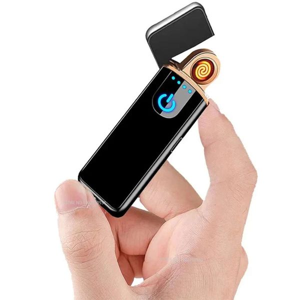2024 USB Elektrische Feuerzeuge Windschutz USB wiederaufladbare Touch Windschutz Zigarettenzubehör Elektrischer leichter tragbarer e Ziggarte
