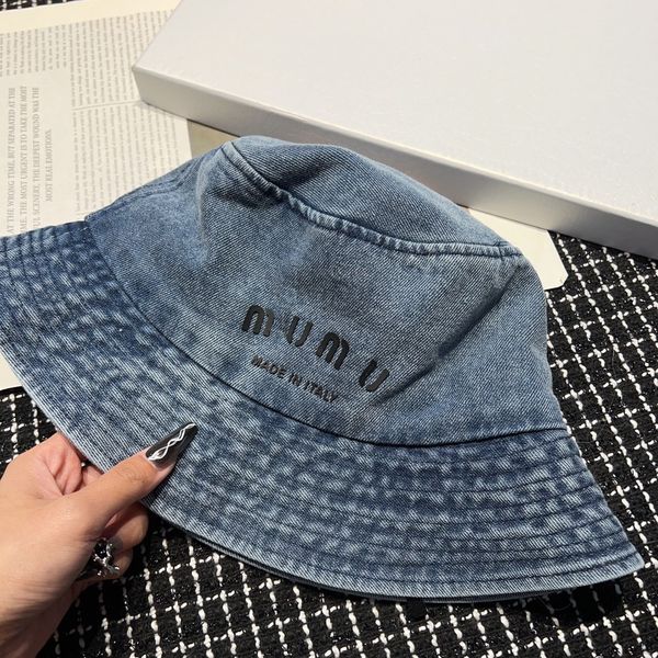 Bucket Hut Casual Unisex Luxury Caps Designer Hüte Visier vielseitige Mütze Sommer Sonnenhut Seewatte Cowboy Waschanlage neue m gedruckte hellgraue Denim Fischermut Hut