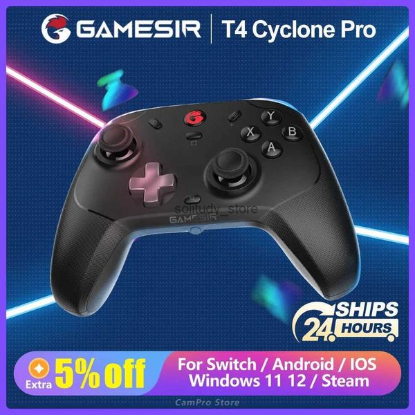 Controladores de jogo Joysticks Gamesir T4 Cyclone Pro Game Controller Wireless Board com Hall Effect Stick Adequado para Switch iPhone Android Mobile PC Q240407