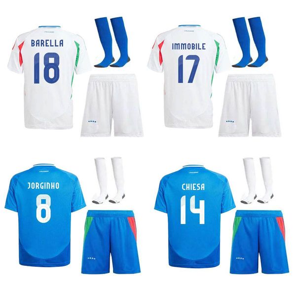 Euro 2024 Italia Maglie da calcio Italia Verratti Chiesa Maglie Kit Kit Set Socks Barella Bonucci Concept Special Precont Allening Uniforme Football Top Shirt