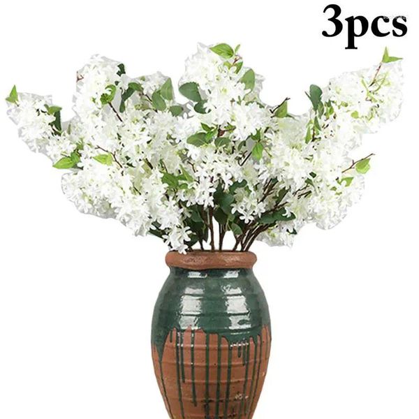 Dekorative Blumen 3pcs künstliche Blume lebensechte Kirschblüte gefälschte Pflanzenzweige für Partyhause Hochzeit