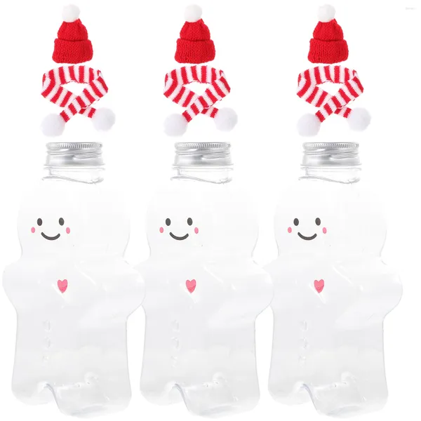 Vasos de Natal Bottle Bottle Bottles Lids Reutilable Garrafas de suco de leite água plástica