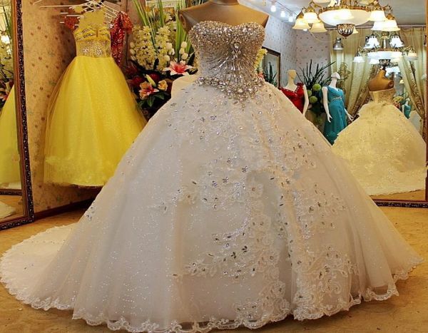 2020 abito da sposa di lusso con cristalli perline di pietre pluviali alti su personalizzati di vestidos de no