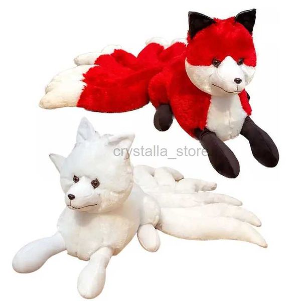 Filmes tv luxuoso brinquedo fofo macio branco vermelho nine cauda raposa brinquedos de pelúcia de pelúcia animal de nove cauda kyuubi kitsune bonecas presentes criativos infantil crianças natal 240407