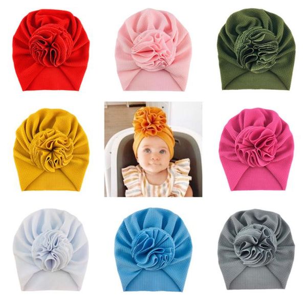 Kostenlose DHL 18 Farben niedliche große Bogen Haarbandhüte Baby Kinder Mädchen Kleinkind Elastizität Caps Turban Head Wraps Bogenknoten Haarzubehör5508461