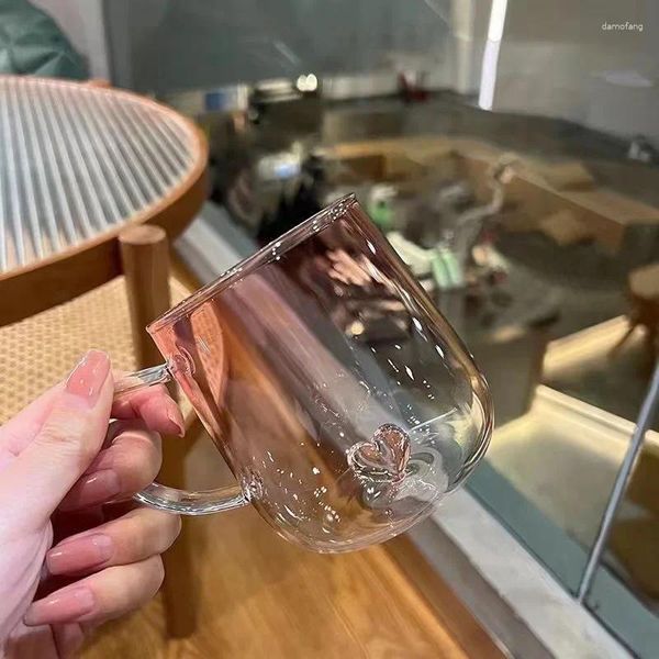 Bicchieri da vino da 400 ml di bicchiere a singolo ponte taglie da caffè a cuore con colori manetta tazza di succo di succo di succo d'acqua bevande