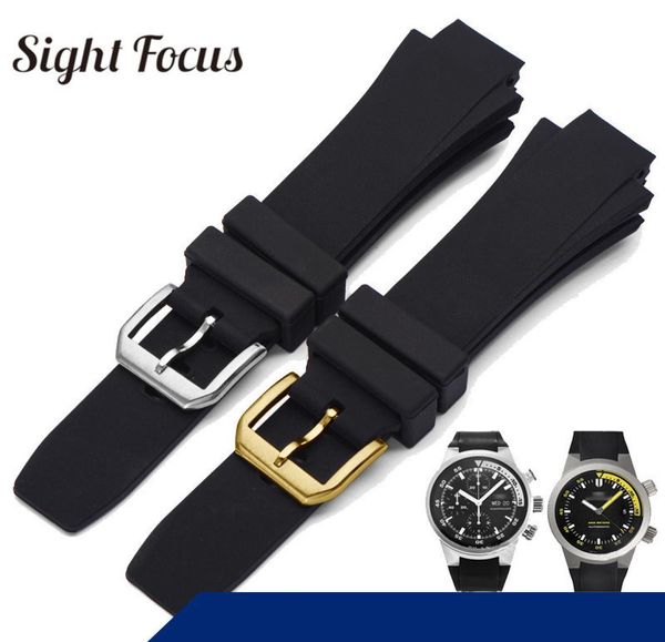 26x16 mm di orologi per la cintura di sostituzione Aquatimer IWC Bracciale IW354807 per uomini Black Silionce Belt Cink Pin Buckle Masculino Y2640274