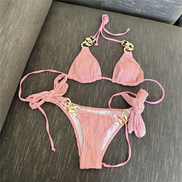 Micro biquíni feminina Micro Bikini Sexy Mulheres de moda de banho Push up Swimsuit feminino Biquini Thong Bikinis Bikinis Set Solid Swimming Suits Beachwear J240403