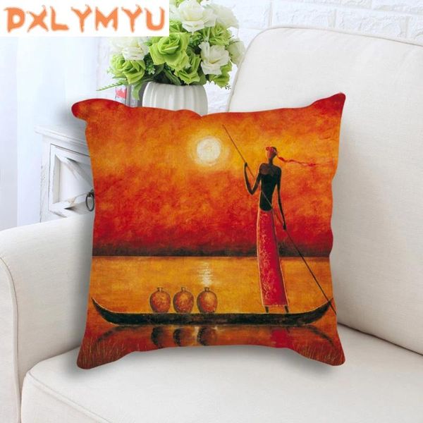 Travesseiro Africano Mulheres Arte Decoração Impressão Decorativa Caso Linen Sofá Decoração Casa Casa 45x45cm