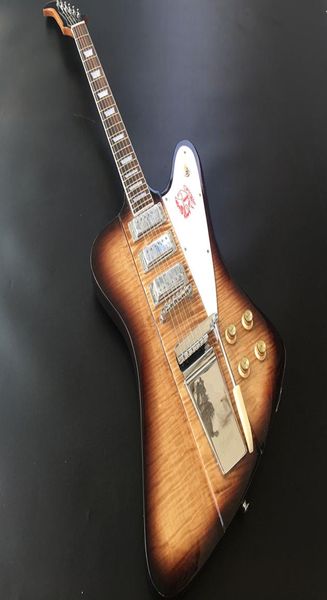 Hochwertiger Firebird 6string Doppelter Tiger Streifen E -Gitarre Silber -Hardware mit drei Pickups Real POS 4856174