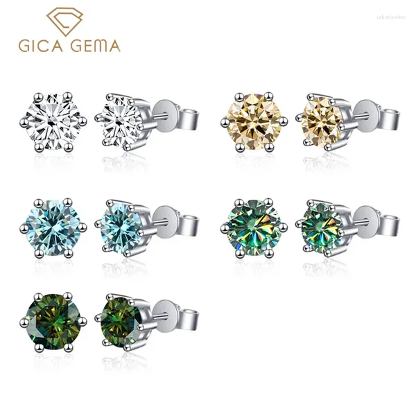 Stift Ohrringe Gica Gema 0,5-1CTD Farbe Gra Moissanit Diamond 925 Sterling Silber Klassiker für Frauen Fein Schmuck Geschenke Großhandel