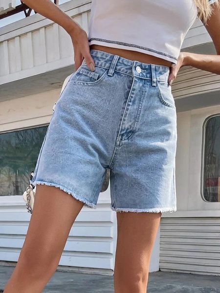 Jeans feminino Summer algodão shorts Mulheres 2024 Moda feminina Casual High Waist