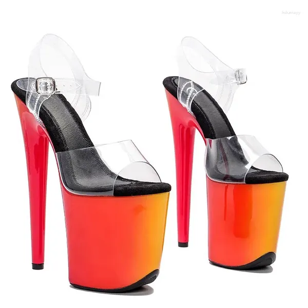 Sandalet 20cm/8 inç parlak pvc üst elektroplat platformu yüksek topuk seksi model ayakkabı kutup dansı 150