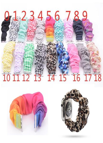 Floral Scrunchie Watchband Leopardsolid Color Clorpe Stripe Scripe Clora Banda di moda 38M 40mm 42mm 44mm per iWatch 4321 195085426