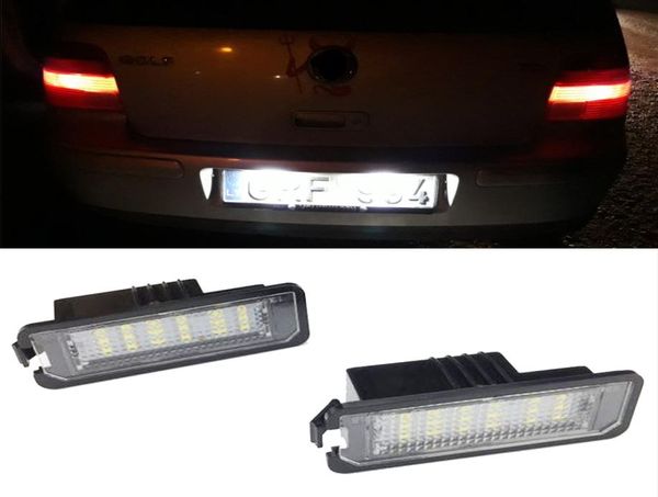 2 pezzi Numero Lampada di licenza Light Light Canbus Nessun errore LED bianco per VW Golf Mk4 Mk5 Mk6 Passat Polo CC EOS per Porsche Cayenne Boxs8779307