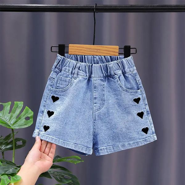 Mädchen Sommer Jeans Herzmuster Mädchen Kurzjeans Est Kid Jeans Freizeitstil Kinder Kleidung 4 6 8 10 12 14 Jahre 240328