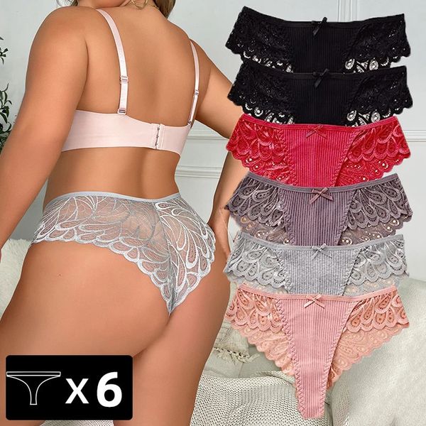 Cinvik 6pcs Mulheres calcinhas sexy tangas s4xl gstring roupas íntimas lowrise fêmeas cuecas cuecas de plus size tangas 240407