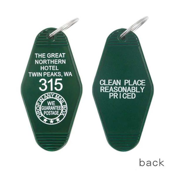 Tornari percorsi The Great Northern Hotel Twin Peaks 315 Etichetta Keychain Etichetta TV Fans Office Accessori Fun Accessori personalizzati Q240403