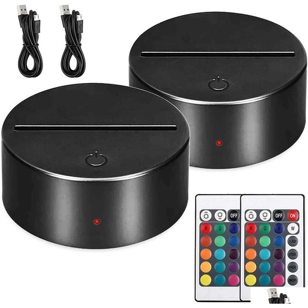 Outra decoração da casa 3d Night LED Base de lâmpada leve 7 cores exibir com controle remoto e suporte decorativo de Natal USB para acrílico re dhq1j