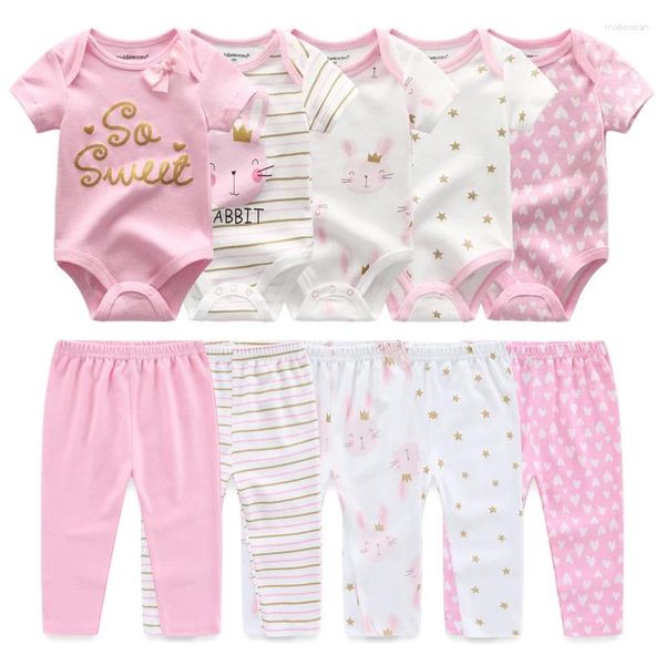 Roupas Conjuntos KiddieZoom 10 PCs/lote Four Seasons moda unissex menino menino conjunto de roupas de corpo macio de nascimentos suaves Presente de roupa infantil