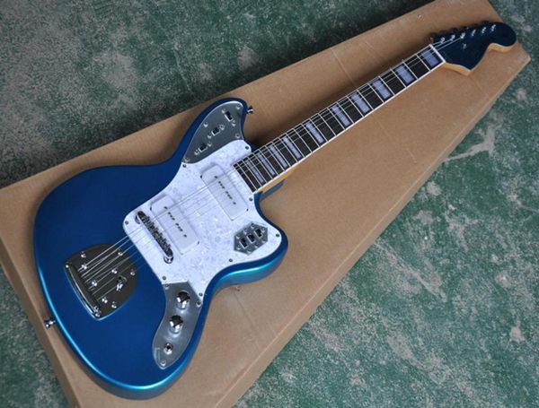 Guitarra elétrica azul de metal direto com p90 pickupsrosewood brandboardwhite turtoise shell pickguardcan pode ser personalizado1916318